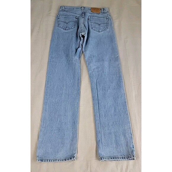 Vintage Levis 505 Jeans Mens 35x36 Straight Mid Rise Distressed Light Blue 90s - Picture 14 of 15
